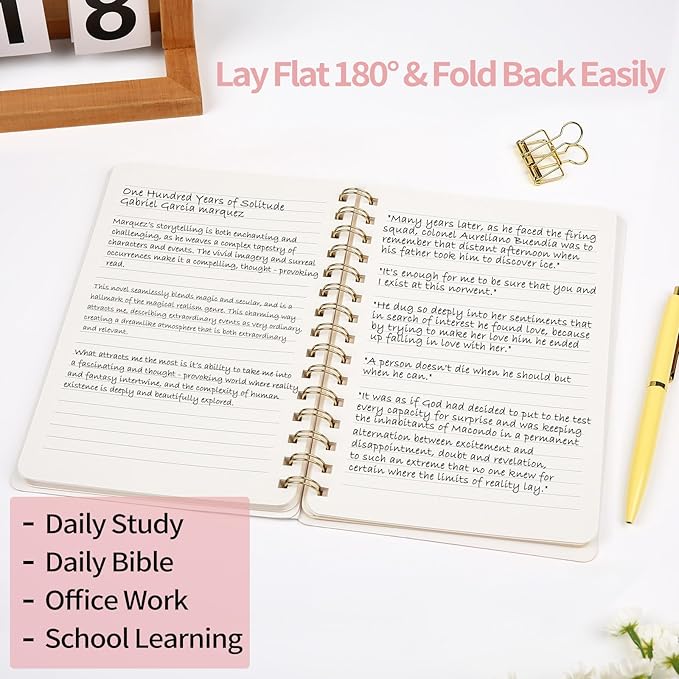 Spiral Notebook-5.75" x 8.125" College Ruled Journal with Inner Pockets and 160 Pages,PU Leather Cover Business Journal, Twin-Wire Binding Notebook Perfect for Office & Home School Supplies Light Grey