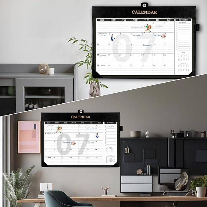 Yoment Desk Calendar 2026 Leather Desk Calendar with To-Do Lists, 13 Months Desk Pad Wall Calendar with Pen Holders PVC Cover for Work Office School Home Women Men, Dec 2025-Dec 2026, 17 x 12, Black
