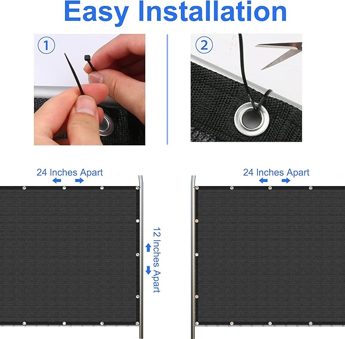 Black 5' x 37' Fence Privacy Screen Commercial Outdoor Backyard Shade Windscreen Mesh Fabric