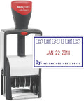MaxMark Heavy Duty Self Inking Date Stamp with Phrase Denied - 2 Color Blue/Red Ink