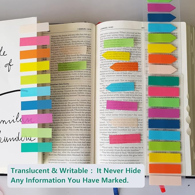 ELII 3200pcs Books Tabs for Annotating,Sticky Tabs Clear Sticky Notes, Morandi Page Markers for Notebooks, Multi-Colored Writable and Repositionable Book Flags Strip (3200pcs)