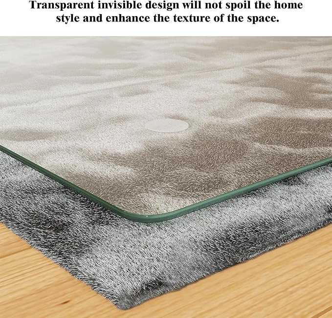 Koonmi Tempered Glass Chair Mat for Hardwood Floors & Carpets, 30" x 48“ Transparent Heavy Duty Office Floor Protector with Noise-Free Gliding Shatterproof for Home Office Desk