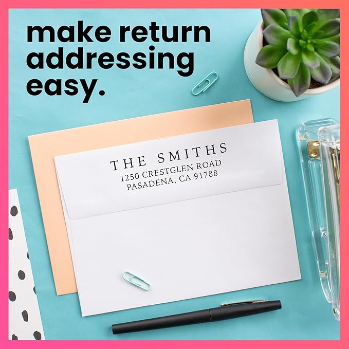 ExcelMark Personalized Return Address Stamp – Custom Self Inking Rubber Stamp (Medium, Simple Classic)