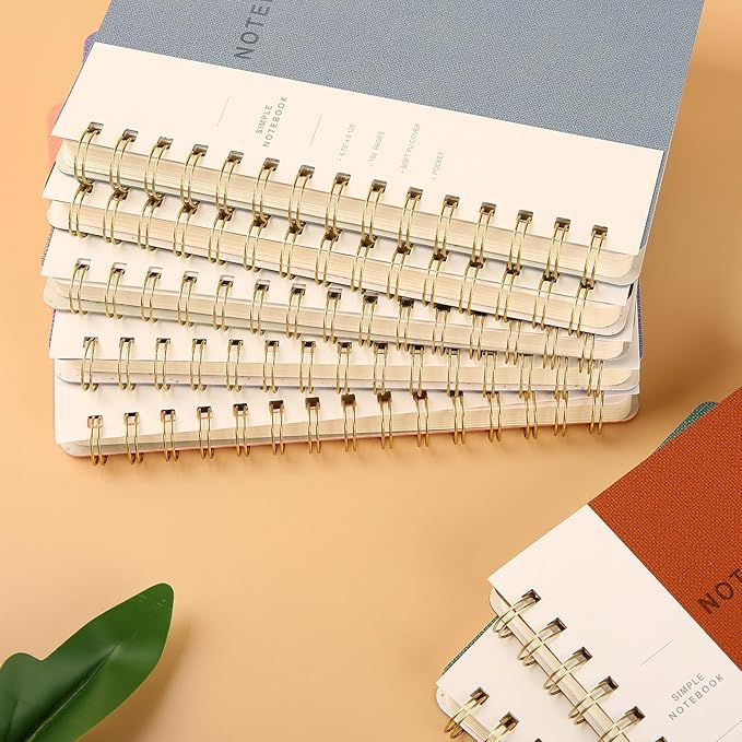 Spiral Notebook-5.75" x 8.125" College Ruled Journal with Inner Pockets and 160 Pages,PU Leather Cover Business Journal, Twin-Wire Binding Notebook Perfect for Office & Home School Supplies Light Grey