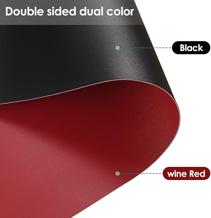 Zinkooat Leather Dresser Cover,1.8mm Thick,14x84 Inch,Dresser Protector Top,Dresser Top Protector,Dresser Cover Top,Dresser Top Cover,Dresser Cover Top for Bedroom.(Black+Wine Red,14x84)