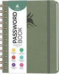 Clever Fox Password Book Spiral – Mini Internet Address & Password Organizer with Laminated Alphabetical Tabs – Small Password Keeper Journal – Hardcover, Pocket Size, 4.7x5.7” (Cypress)