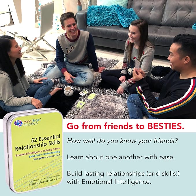 52 Essential Emotional Intelligence Training - Relationship Skills Card Game for Empathy, Trust Building Activities, Conversation Starters, Team Icebreaker Tools - by Harvard Researcher