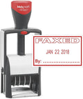 MaxMark Heavy Duty Self Inking Date Stamp with Phrase Faxed - Red Ink