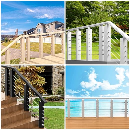 BLIKA 200 Pack Stainless Steel Protector Sleeves for 1/8" 5/32" or 3/16" Deck Cable Railing, for Wood/Composite Posts, T316 Marine Grade, Cable Railing Protector Sleeves