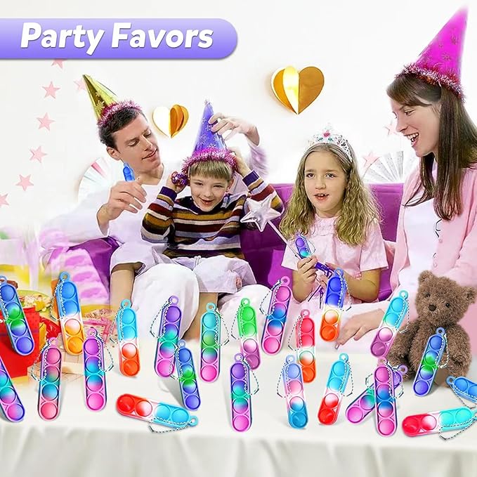 260 PCS Pop Keychain Bulk Party Favors,Fidget Toys for Kids Bulk Mini Pop Keychain Sensory Toys Stocking Pinata Stuffers Birthday Classroom Prizes Toddler Fidget Pack Stress Relief Toys