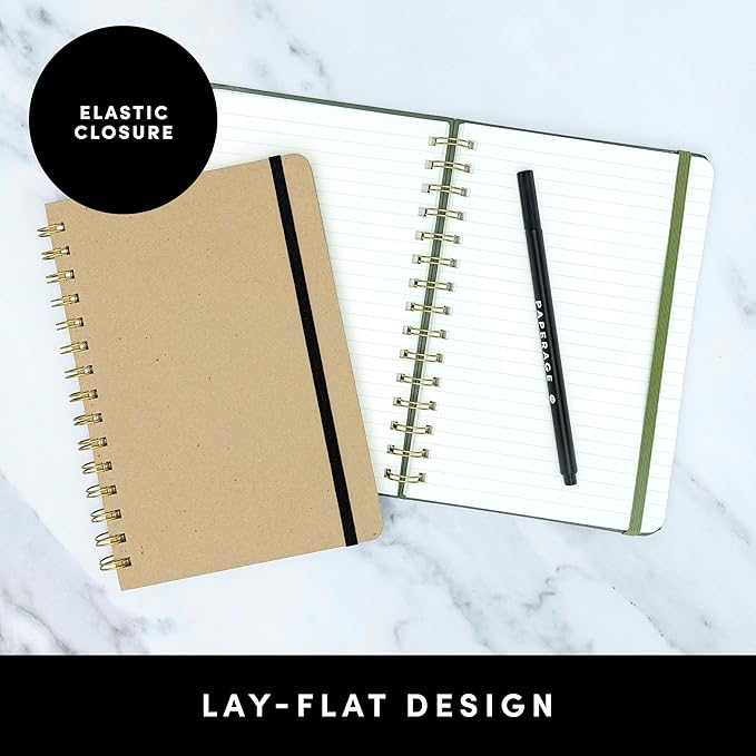 PAPERAGE Lined Spiral Journal Notebook, (Lavender), 160 Pages, Hardcover Journal for Women & Men, Medium 5.5 in x 8 in - 100 GSM, Thick Paper, Spiral Notebook for Work, School & Journaling