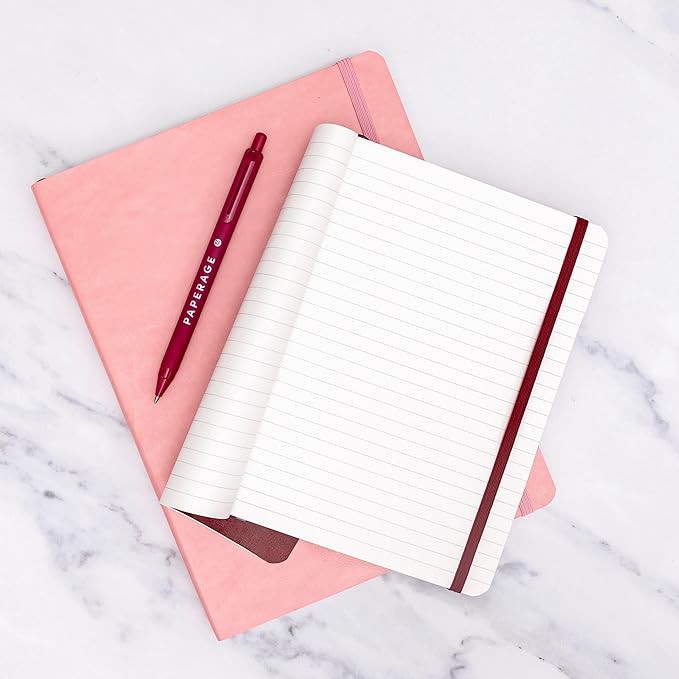 PAPERAGE Softcover Lined Journal Notebook (Cognac), 176 Pages, Large B5 College Ruled Notebook, 7.5 inches x 9.8 inches - 100 GSM Premium Paper, Soft Vegan Leather Journal for Home, Work & School