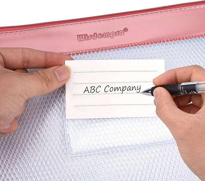 Zipper Pouch, Wisdompro 4 Packs Durable Letter Size Waterproof Mesh File Bag, Document Organizer - Pink/Blue