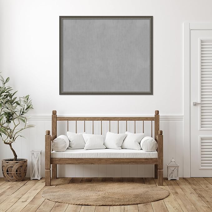 Amanti Art Silver Framed Magnetic Board 43x51 Oversize Vision Board for use with Magnets, 100% Metal Sheet to Display Items as Office Decor or for Home Organization in mudroom, Kitchen or Kids Room