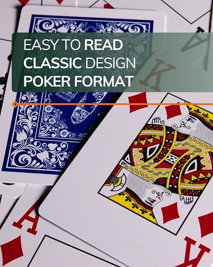 Bullets Playing Cards | Waterproof Plastic Playing Cards – 2 Decks Poker Size with Jumbo Index, Smooth Front & Easy-Grip Back – Ideal for Texas Hold’em, Casino & Camping