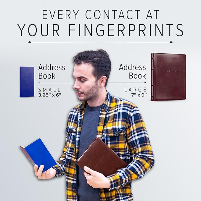 Gallery Leather Small Address Book with Alphabetical Tabs up to 403 Records, Leather Notebook Hardcover, Telephone and Address Books - 6x3.25", Pocket Address, Acadia Navy