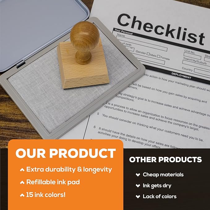 Metal Case Stamp Pad Medium Size, Green Color - Size: 3" x 4" - Choose from 15 Ink Colors
