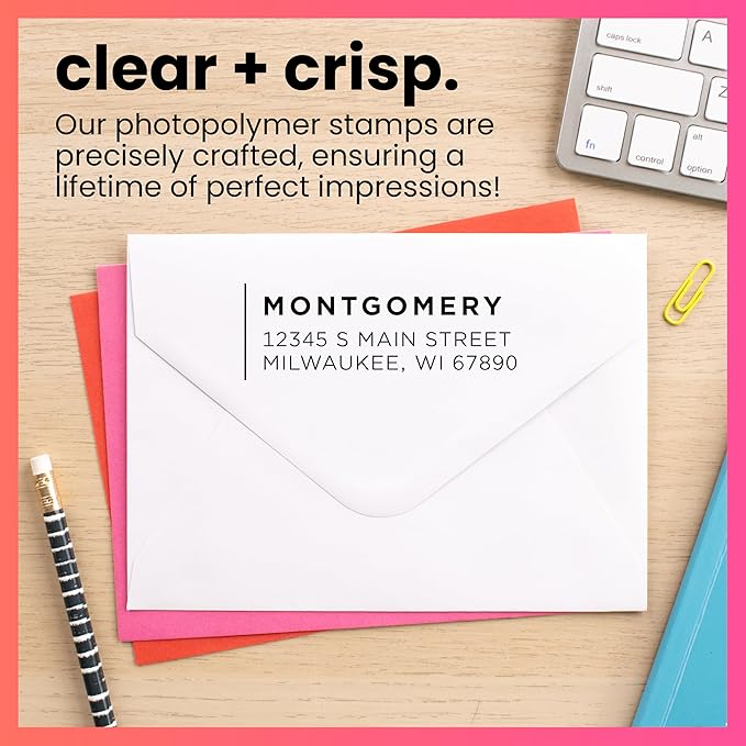 ExcelMark Personalized Return Address Stamp – Custom Self Inking Rubber Stamp (Large, Modern Line)