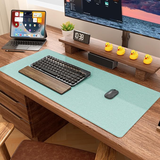 Auhoahsil Felt Desk Mat, Minimalist Large Mouse Pad XL 31.5 x 11.8 in, Desk Matt for Desktop, Keyboard, Laptop, Computer, Office, Work from Home, Gaming, Light Green