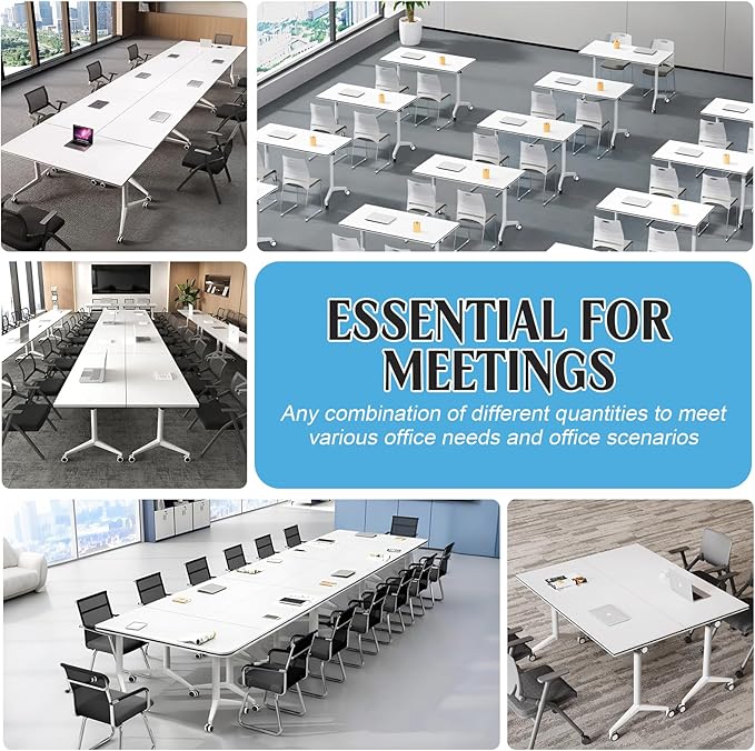 Conference Table,55.1''Folding Conference Room Table for 4-12 People,Mobile Flip Top MeetingTraining Table with Different Coulor and Styles for Offices, Classrooms,Meeting Room (4, 70.8''A)