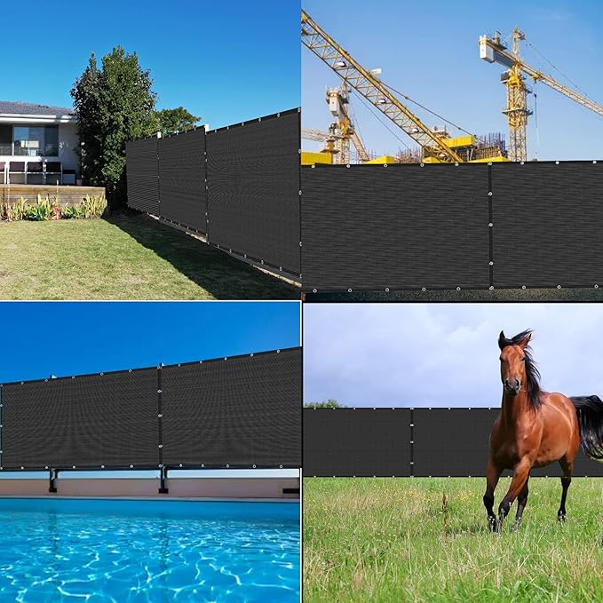 Black 4' x 29' Fence Privacy Screen Commercial Outdoor Backyard Shade Windscreen Mesh Fabric