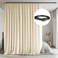 MaKefeile Room Divider Curtains with Flexible Ceiling Tracks Set,Blackout Curtain Ceiling Mount Curtain Track Privacy Room Dividers Ceiling Track Curtain Rod(Beige Drape & Black Rail W 120 × H 96 in)