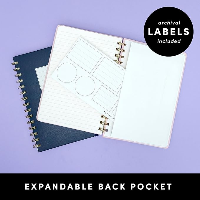 PAPERAGE Lined Spiral Journal Notebook, (Kraft), 160 Pages, Hardcover Journal for Women & Men, Medium 5.5 in x 8 in - 100 GSM, Thick Paper, Spiral Notebook for Work, School & Journaling
