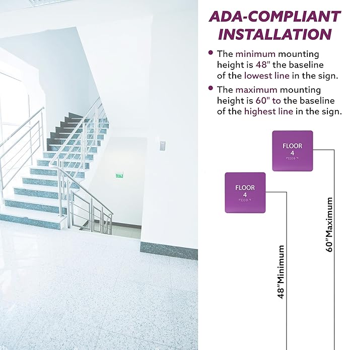 Royal ADA Floor 4 Sign with Braille – Made from Durable Acrylic and Ready to Mount