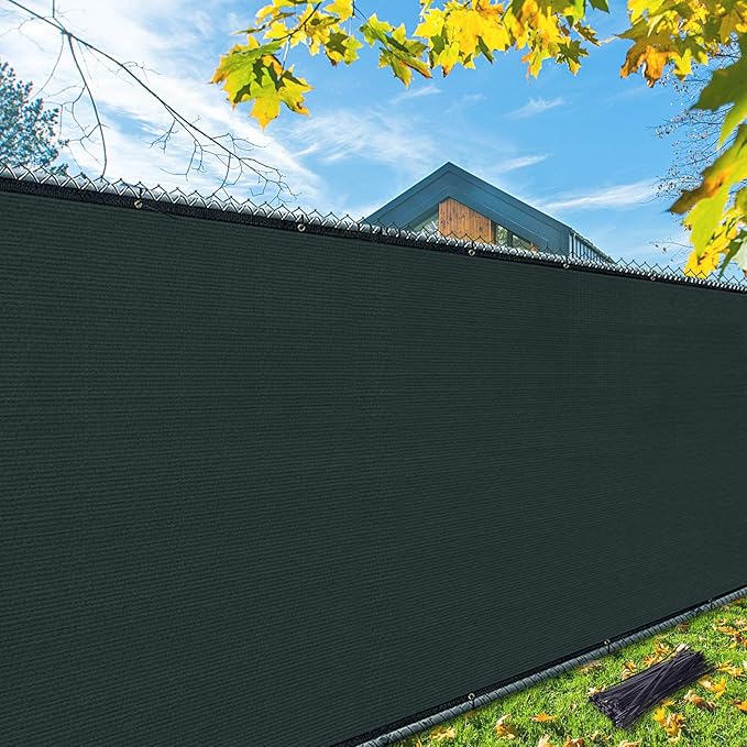 iCover 6x25ft Privacy Screen Fence, Outdoor Fencing Panels, Garden Windscreen Mesh Shade Sail Net Barrier, Include Reinforced Bindings and Brass Grommets Cable Zip Ties, Green