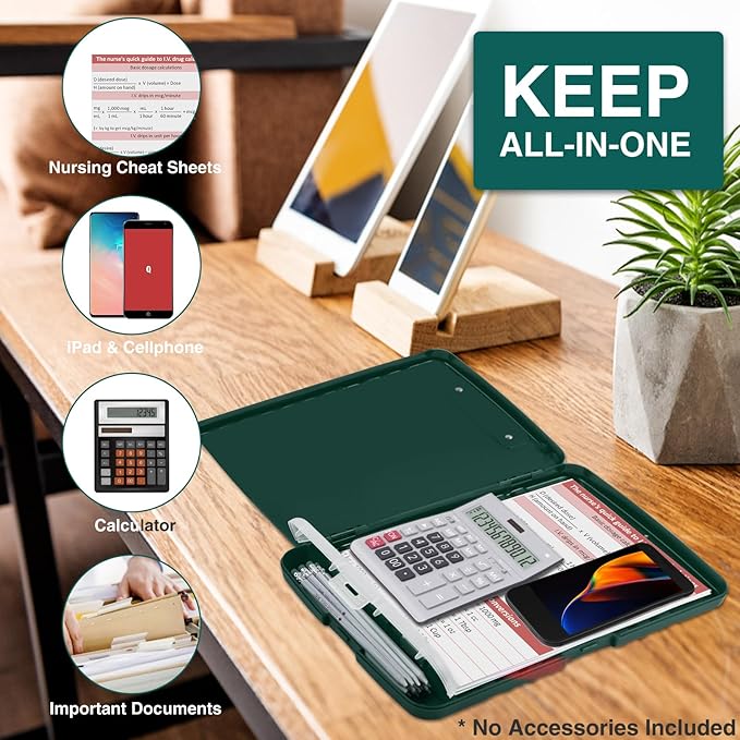 Sooez Clipboards with Storage, High Capacity Clip Boards 8.5x11 with Storage, Heavy Duty Nursing Clipboard Folder, Plastic Clipboard with Pen Holder for Women Teachers Work, School & Office Supplies