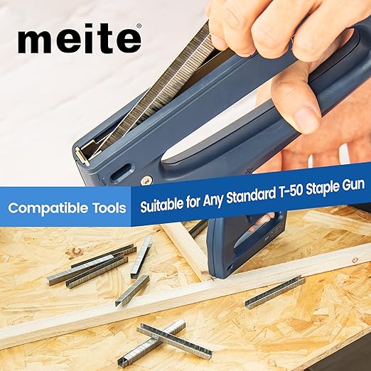 meite T-50 Heavy Duty Staples Marine, 1/4 Inch 304 Stainless Steel Staples for Staple Gun, 20 Gauge 3/8 Inch Crown Upholstery Staple for Marine Applications (1 Case)
