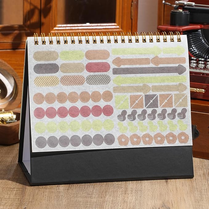 Small Desk Calendar 2026, Standing Flip Desktop Calendar from Now to Dec 2026 - Metal Ring Twin-Wire Binding Monthly Desktop Calendar for Home Office School (kraft paper color)