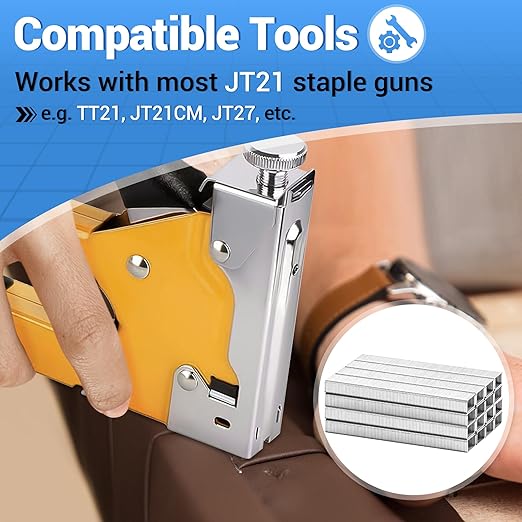 meite JT21 Staples, 3/8 Inch Galvanized Fine Wire Staples for Staple Gun - 7/16" Crown JT21 Staple Refill, Ideal for Upholstery, Crafts, Furniture (5 Boxes)