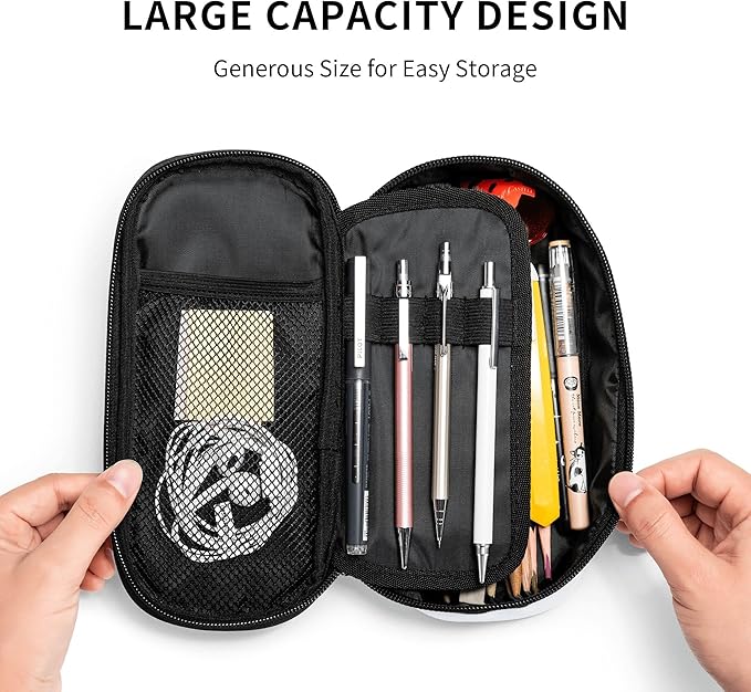 YIJIUWKIS Boys Pencil Pouch with Soccer Ball, Sports Pencil Case Pencil Box for Kids, Big Capacity Black Blue Pencil Holder Pen Bag Storage Organizer Stationery Bag with Zippers