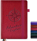 PAIBAS Graph Notebook for Women Men, 160 Pages Grid Paper, Graphing Notebooks for School, Work, Quad Ruled, Inner Pocket, A5 Hardcover Vintage Leather Journals for Writing, 5.8"x8.5" (Burgundy)