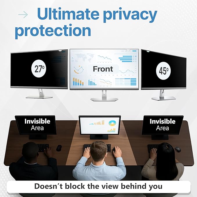 VINTEZ 23 Inch 16:9 Privacy Screen for Computer Monitor and Laptop - Anti Glare Protector Film Blue Light Filter Eye Protection - Computer Screen Privacy Shield, [1 Pack]