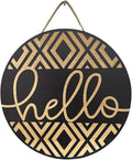 Wood front door sign Wood sign Home decor Welcome sign Sign for front door House warming gift Wedding gift (Hello Geometric-UV028(NB) S008, 11" Width)