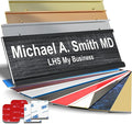 Custom Name Plate with Choice of Mounting for Walls, Doors, Cubicles, Hanging and More - Personalized Carbon Ash Plastic White Letters - USA Made 2x10 - N1