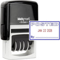 MaxMark Office Self Inking Date Stamp with Phrase Posted - 2 Color Blue/Red Ink