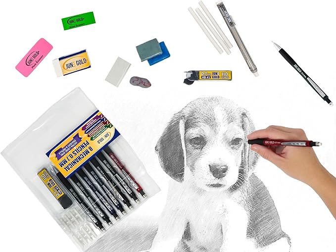 June Gold 320 Pieces, 0.9 mm 2B Lead Refills, 80 Pieces Per Dispenser, Bold Thickness, Break Resistant Lead/Graphite, 1.0 mm Compatible (Pack of 4 Dispensers)