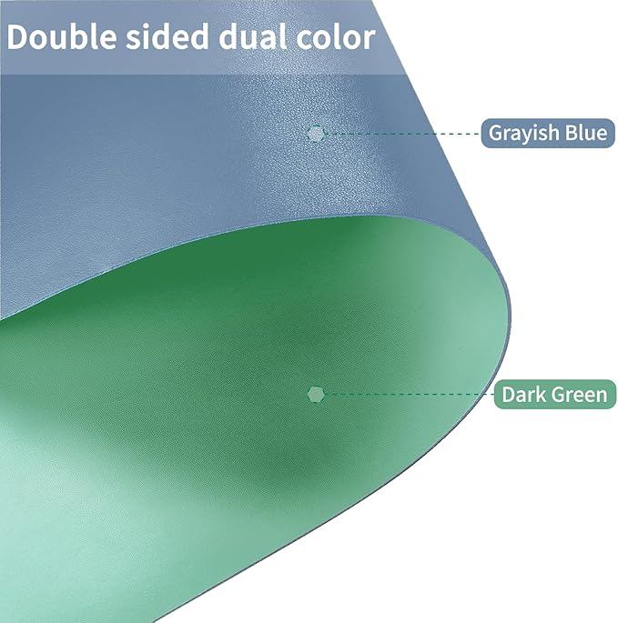 Zinkooat Leather Table Cover,1.8mm Thick,36x60 Inch Table Protector,Table Protector for Dining Room Table,Dining Table Cover,Table Cover Protector(Grayish Blue+Dark Green,36x60)