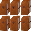 Qeeenar 24 Pack Leather Notebook Journals Bulk 5.7" x 8.3" Harder Cover A5 Journals for Writing Men Women Leather Travel Notebooks Daily Gifts for Office School (Brown)