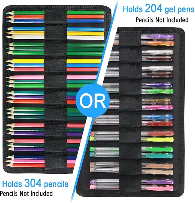 YOUSHARES Big Capacity Colored Pencil Case - 300 Slots large Pen Case Organizer with Multilayer Holder for Prismacolor Colored Pencils & Gel Pen (Black)