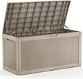 EasyUp 120 Gallon Deck Boxes Waterproof, Outdoor Large Storage Boxes with Lids, Outside Resin Storage Box & Deck Boxes for Patio, Garden Use（Gray）