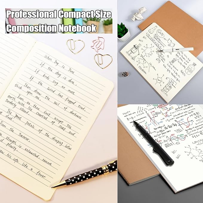 Zegrox 16 Pack Kraft Notebooks, Journals in Bulk for Writing, Blank Paper Sketchbooks, 60 Pages Notebook, 8.3x5.5 Inch, A5 Size, Travel Journal Set, for Gifts, Students and Office Supplies