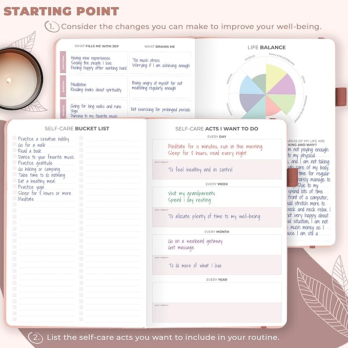Clever Fox Self-Care Journal – Daily Reflection Notebook – Mental Health & Personal Development Planner, Meditation & Mood Log, A5 (Rose Gold)