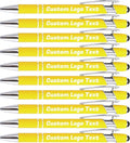 HEYZARDA Personalized Pens with Name Text Logo Custom Ballpoint Pen for Business Office Events with Stylus for Touchscreen 10 Pcs Yellow