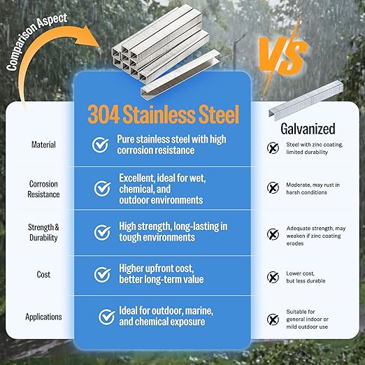 meite 21 Gauge 1/2-inch Crown Upholstery Staples, 304 Stainless Steel with 1/2-inch Leg Length, Heavy Duty Staples for Staple Gun MT8016 (10,000 Counts)