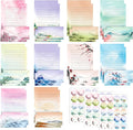 TaoBary 160 Pcs Stationery Paper Set 50 Double Sided Stationery Papers with 50 Matching Envelopes and 60 Round Dot Sticker, 10 Design(Ink Painting,8.5 x 11 Inch)