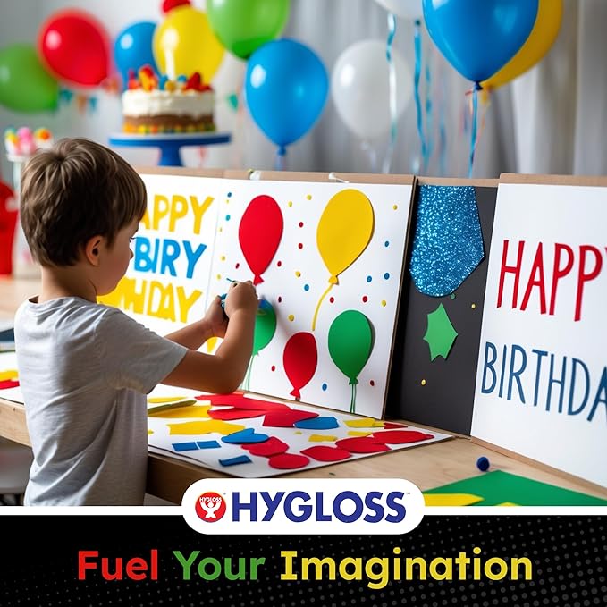 Hygloss Medium Colored Poster Board 11x14 - 50 Assorted Standard Color Poster Boards Bulk Pack - Red, Yellow, Green, Blue, Black - 10 Pt. Thickness Poster Board Paper, Posterboard Multipack 11" x 14"